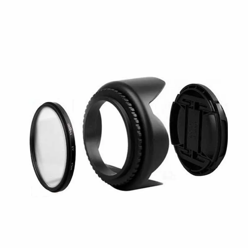 

49mm UV Filter+Lens Cap+Flower Lens Hood for Canon Eos M M1 M2 M3 M5 M6 M10 With for Canon EF-M 15-45mm f/3.5-6.3 IS STM lens