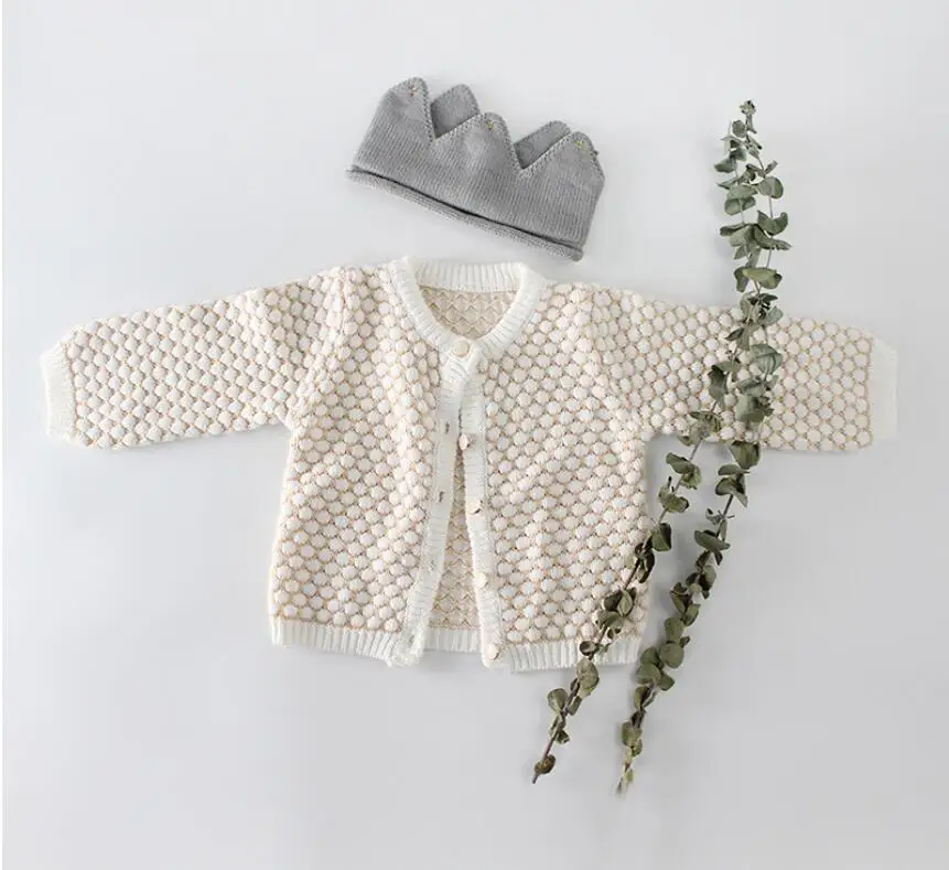 Вязаный кардиган для новорожденных на осень и весну+ комбинезон, милый детский комплект из 2 предметов, одежда высокого качества