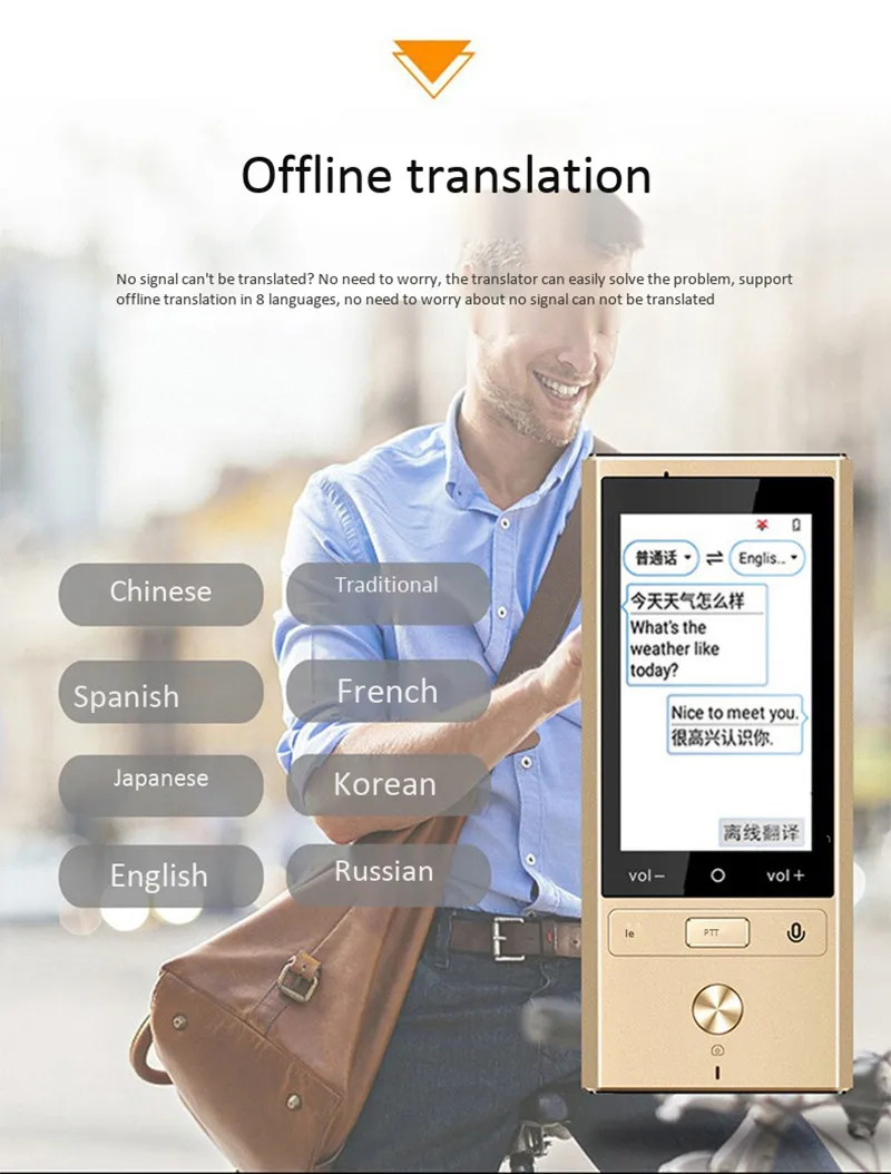 75 языков в режиме реального времени фото голосовой перевод wifi+ BT многоязычный офлайн переводчик путешествия за рубежом перевод Поддержка английского языка