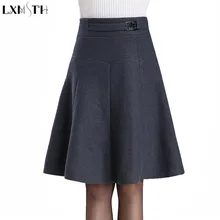 Lxmth M-7XL осень зима женские юбки для мамы размера плюс плиссированная юбка миди тонкая высокая талия Женская шерстяная юбка