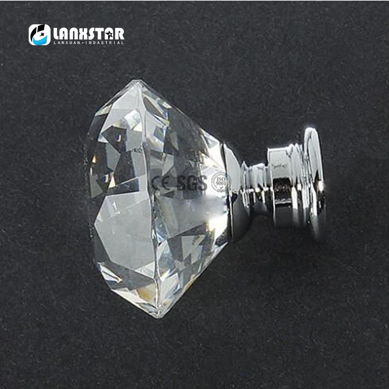 HOTEU 8 Piezas De Corte De Diamante Cristal Transparente Caj/ón De Cocina Perilla De Puerta Armario Tirador Herrajes Con Tornillo Para El Caj/ón Del Gabinete