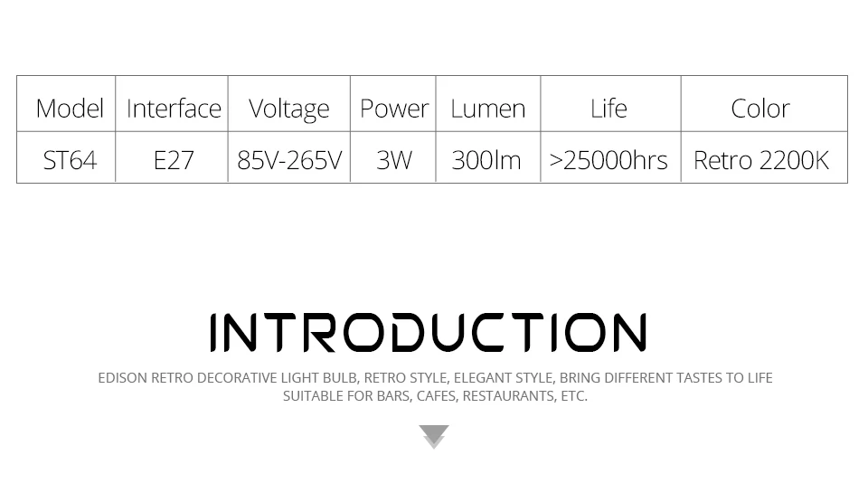 Retro LED Lamp E27 ST64 LED Bulb Vintage LED Filament Lamp Light Bulb (3)