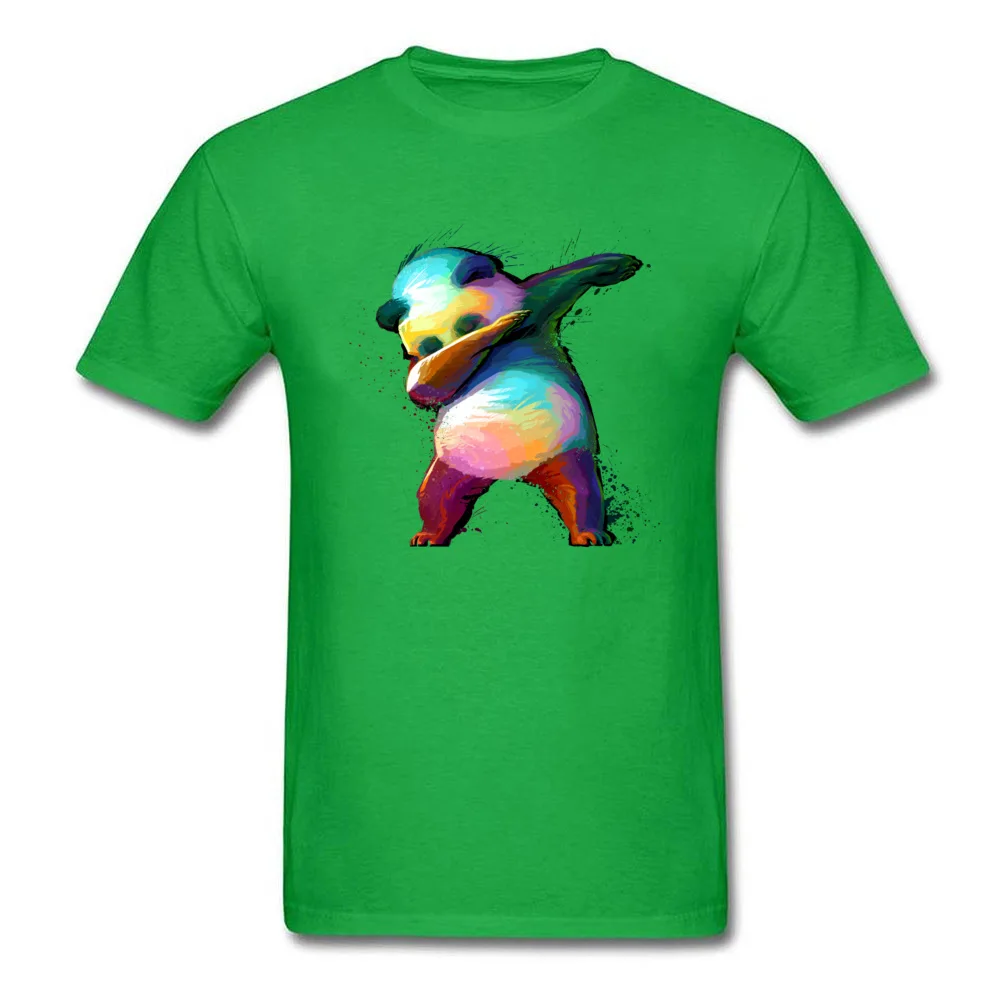 Round Collar Dabbing Panda 100% Cotton Fabric Men's Tshirts Geek Short Sleeve Tees New Arrival Birthday Tees Wholesale Dabbing Panda green
