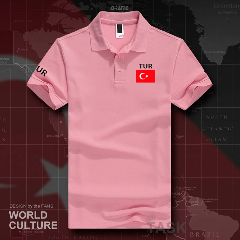 Турция Тур рубашки поло для мужчин короткий рукав белый брендов с принтом для страны хлопок нация команда Флаг турецк - Цвет: polo-lightpink
