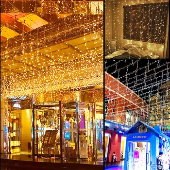 

Christmas Lamp String LED Window Curtain Icicle String Fairy Lights Wedding Party Christmas Decor Light String Oct#3