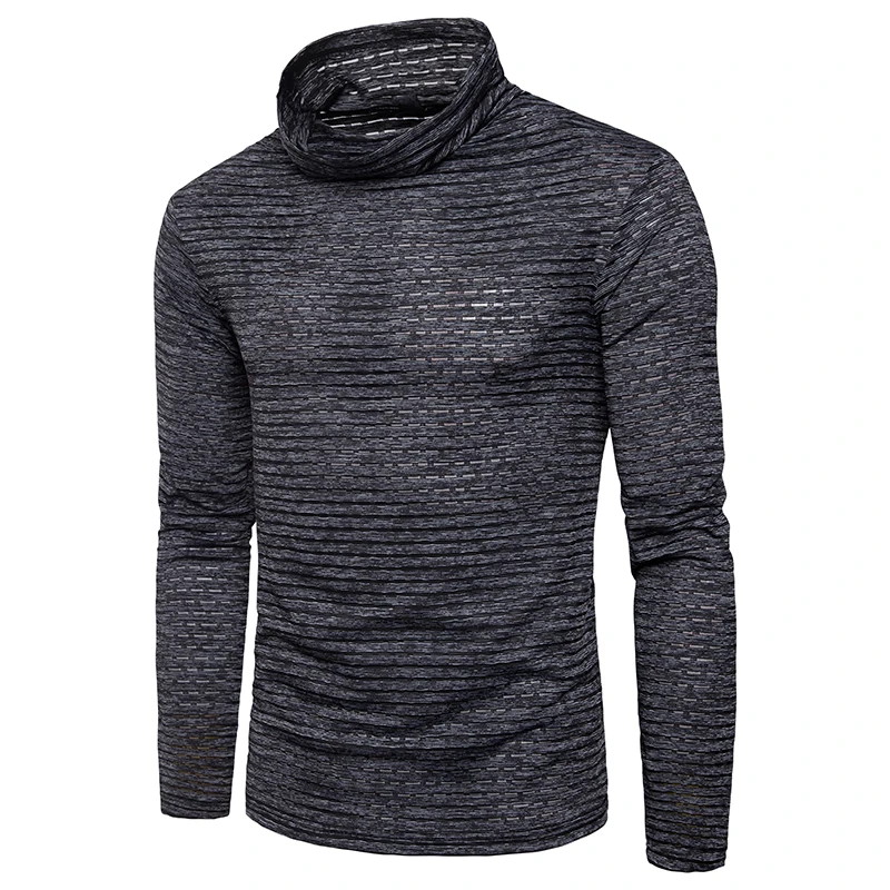 Hot Spring T-Shirt Men Turtleneck Long Sleeve Pullover Top Tee Hip Hop Punk Rock Tee Shirts Streetwear Black Friday T-Shirt 3XL