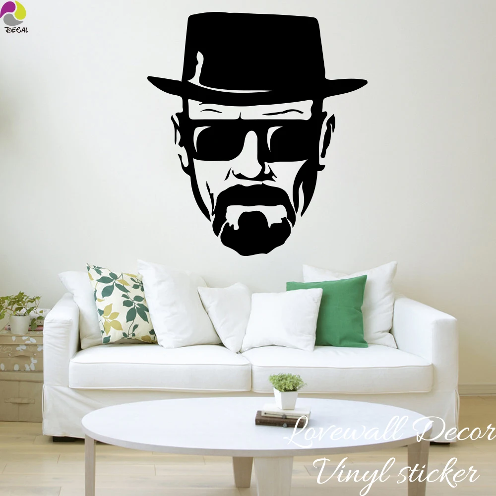 Modern Breaking Bad Heisenberg Glass Wall Sticker Sofa Bedroom Kitchen Living Room Movie Decal Vinyl Home Decor Wall Art Mural