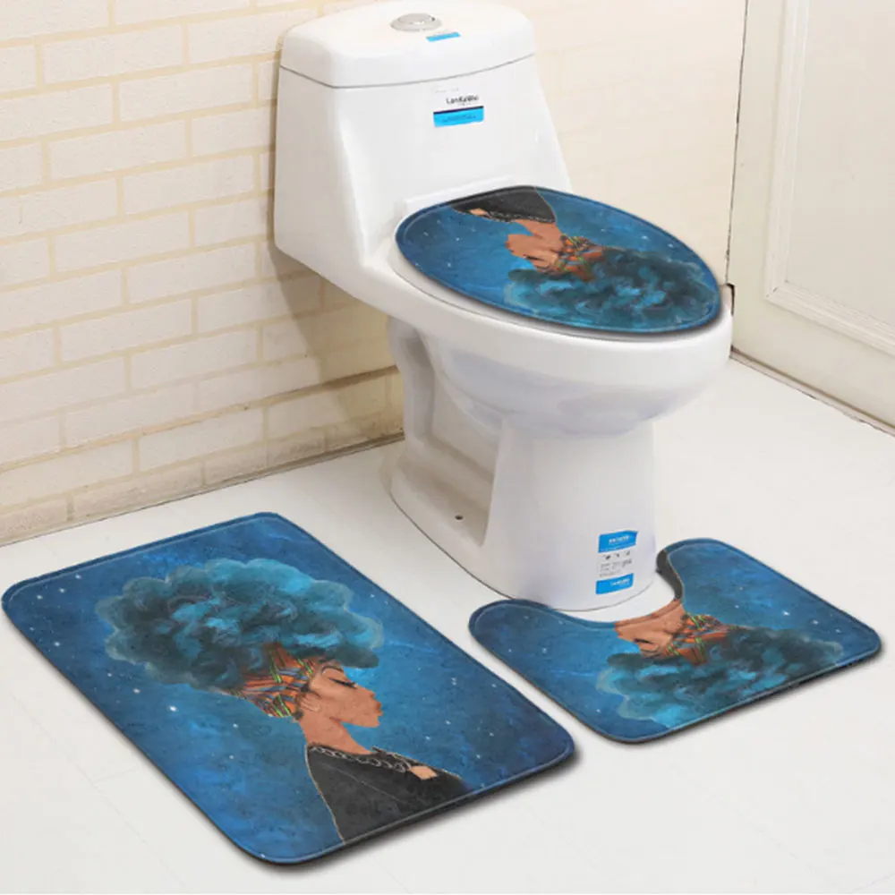 3 unids/set cubierta de asiento de inodoro cojín chica para cuarto de baño Africana bidé estera de baño conjunto de invierno alfombra para alfombras