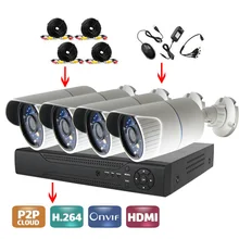 CCTV 4CH AHD системы цифровой видеозаписи с 4 шт. 720p AHD 24 светодиода ИК внешняя цилиндрическая камера камеры+ 4 шт. 20 м/BNC кабели питания