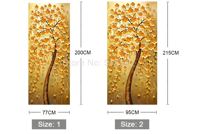 Креативная художественная дверная наклейка золотой цветок дерево пвх самоклеящаяся декоративная Водонепроницаемая Наклейка на стену фреска двери обои гостиной
