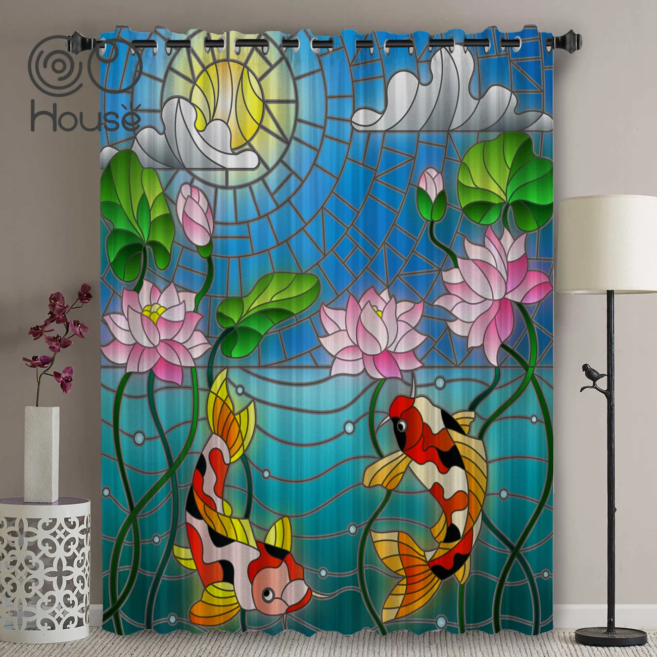 COCOHouse чернильная живопись вариколорные Koi Рыба Лотос оконные шторы s Valance