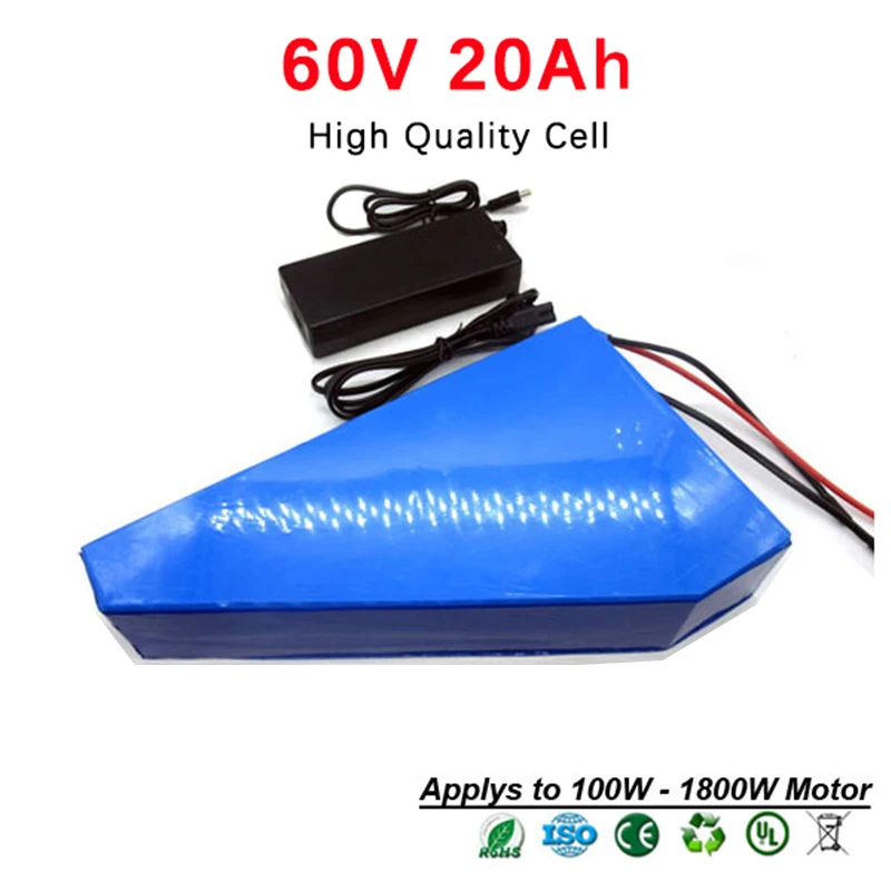 Top 60V 20Ah 1000W Electric Bike Battery E Scooter Battery Triangle Lithium Ion Battery Pack For Electric Bicycle Motor Bike No Tax 4