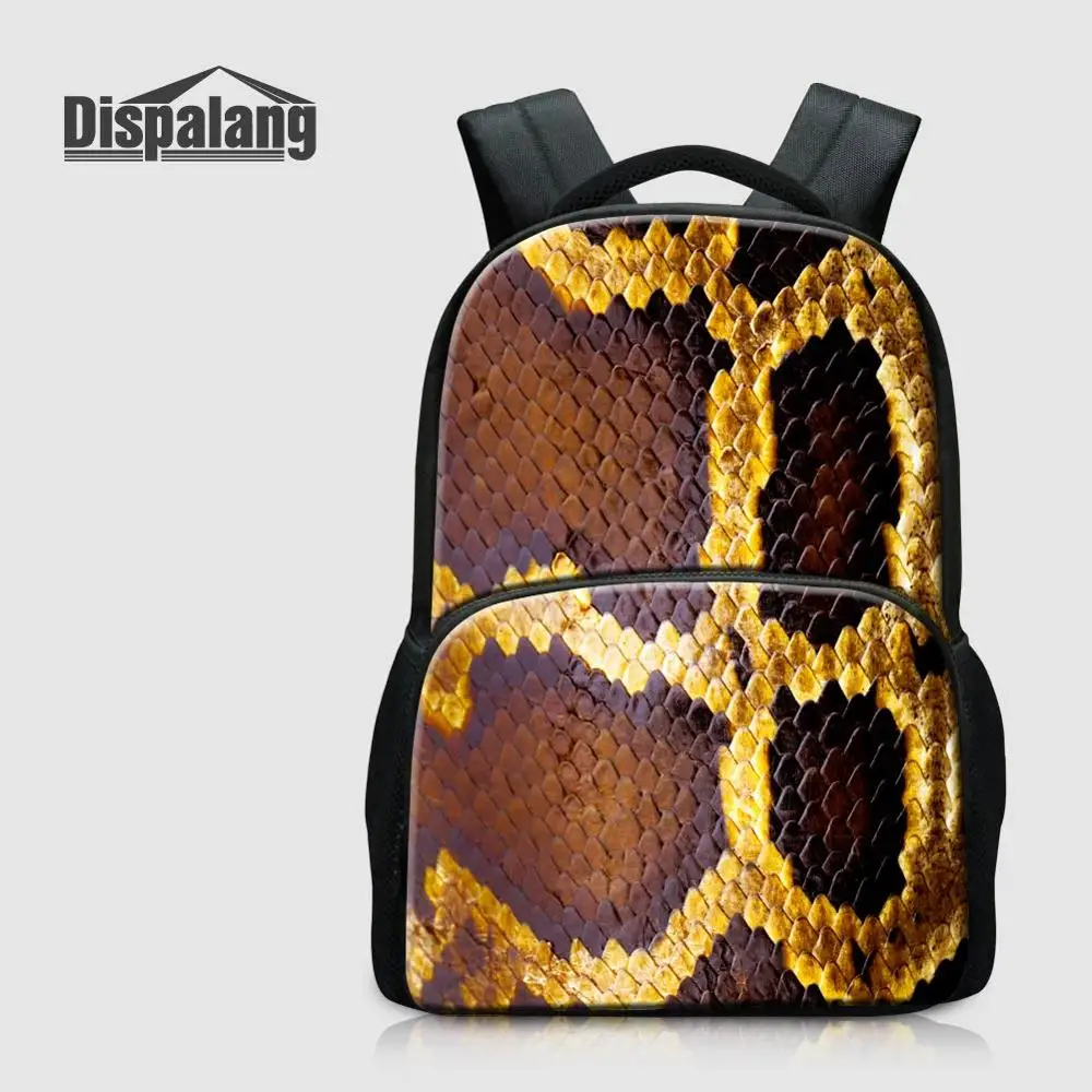Dispalang Войлок мужские рюкзаки для ноутбука змеиный принт Большой Школьный рюкзак для подростков Повседневный модный рюкзак для путешествия сумка на плечо - Цвет: Бежевый