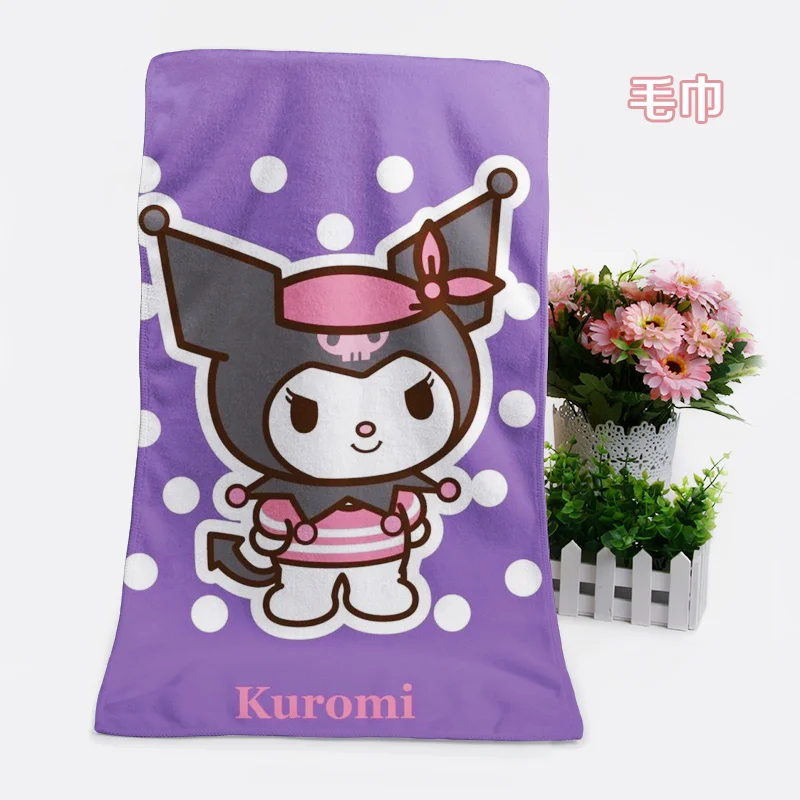 IVYYE 1PCS Black Kuromi Fashion Customized Anime Bath Towels Handkerchief Soft Face Towel Cartoon Washcloth Unisex NEW - Цвет: see chart