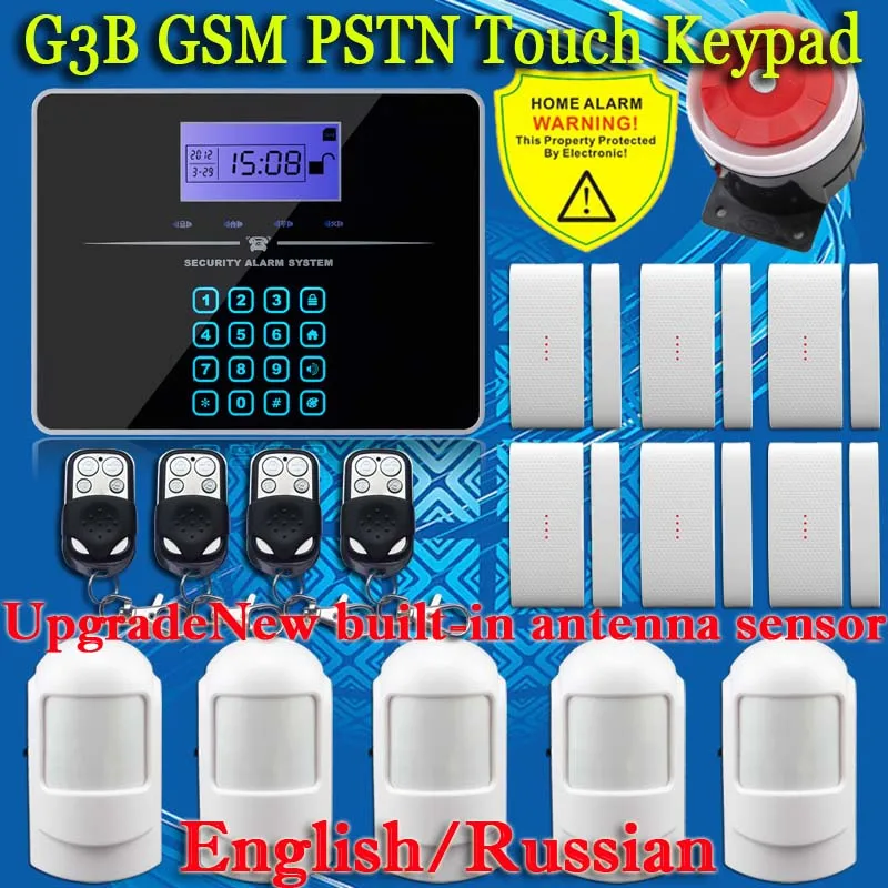 NEW GSM PSTN Home security alarm system for medium villa house 6 door/window sensor+5 PIR detector security 850/900/1800/1900MHz