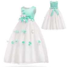 Элегантные платья для девочек; Длинные вечерние платья без рукавов с цветочной аппликацией; торжественное детское платье принцессы; Bebe Vestido