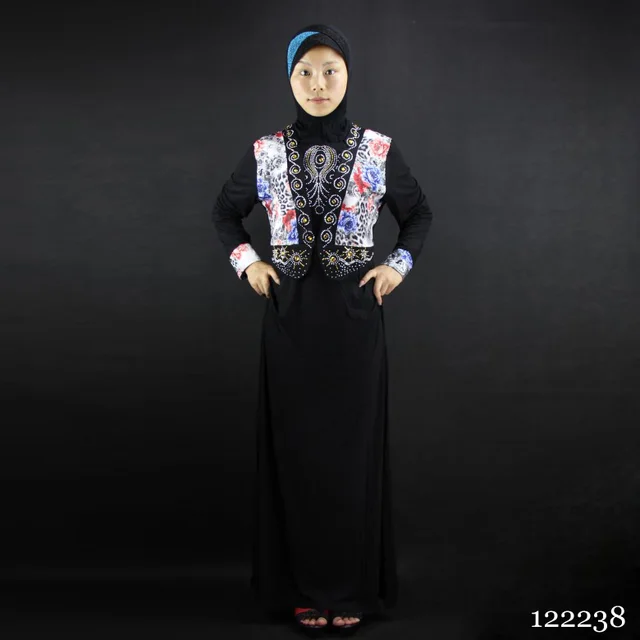 Latest formal muslim dresses Crystal cotton Hot fix rhinestone plus