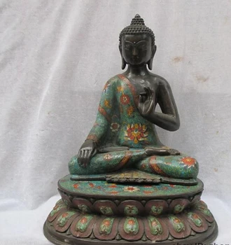 

bi001958 17"ChinaTibet Buddhism Pure Bronze cloisonne Sakyamuni Tathagata Buddha Statue