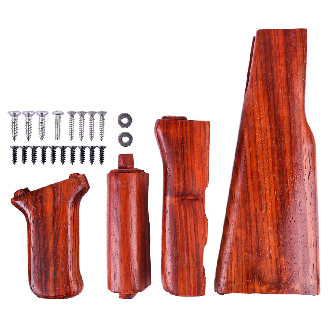 

High Recomend 4Pcs Red Rosewood Stock Handguard And Rear Handle Set For RX AK47 Water Gel Beads Blaster