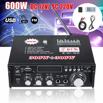 

600W 12V/220V Mini USB Car Amplificador bluetooth HiFi Audio Power Amplifier Remote Control for Car Auto Home Theater Amplifiers