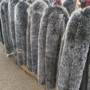 

Big Fur Collar Scarf Fox Fur Collar Custom Made Hoodie Fur Trim Genuine Raccoon Fur Hood Trim Scarf Black Color