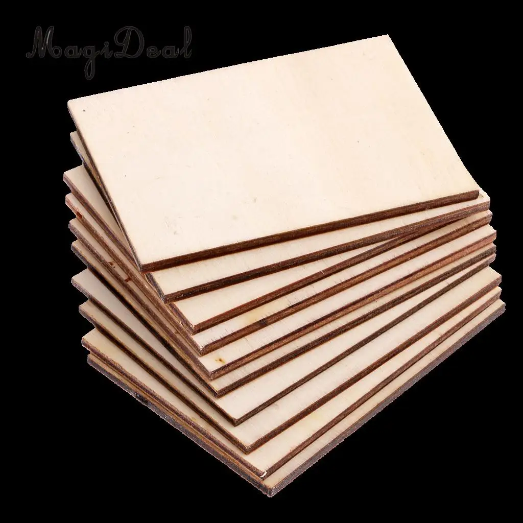 20x Square Rectangle Wooden / Wood MDF Shapes Plaque Unfinished Coaster for DIY Pyrography Art Craft Signs