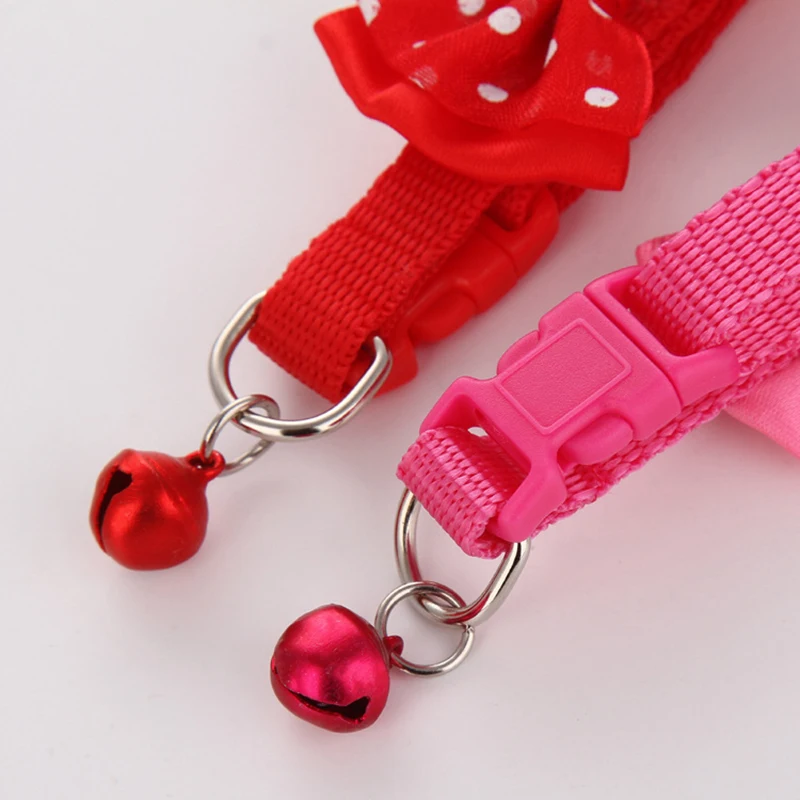 Adjustable Polyester Collars For Dog Puppy Cute Style Collar With Bowknot Bell Pet Lead Halter Supplies For Small Dog C28