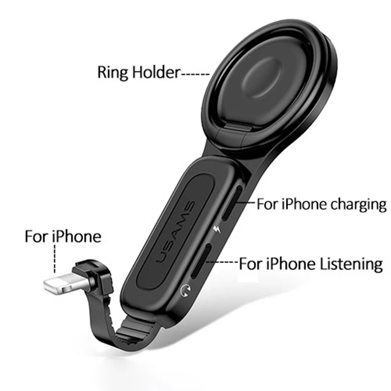 2 в 1 адаптер Lightning до 3,5 мм для iPhone 7 OTG адаптер аудио адаптер держатель телефона для iPhone зарядное устройство адаптер мини OTG - Цвет: Lightning