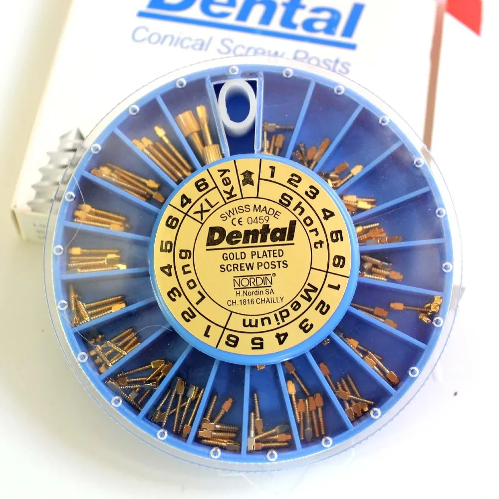 Free shipping 24K Gold Plated Screw Post 120pcs Dental Screw Post