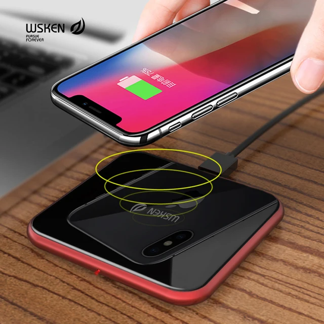 Cheap WSKEN Qi Wireless Charger 10W Fast Charging Phone Charger for Samsung Galaxy S9 S8 Note8 Wireless Charging for iPhoneX 8/8Plus