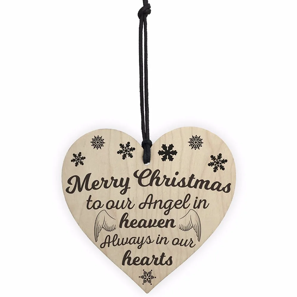 Счастливого Рождества небеса ангела деревянные висячие сердце памятная доска Рождественская елка украшение