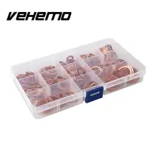 Vehemo 280 шт. одноцветное Медь Прижимные шайбы Ассорти набор комплект с Пластик коробка 12 размеров