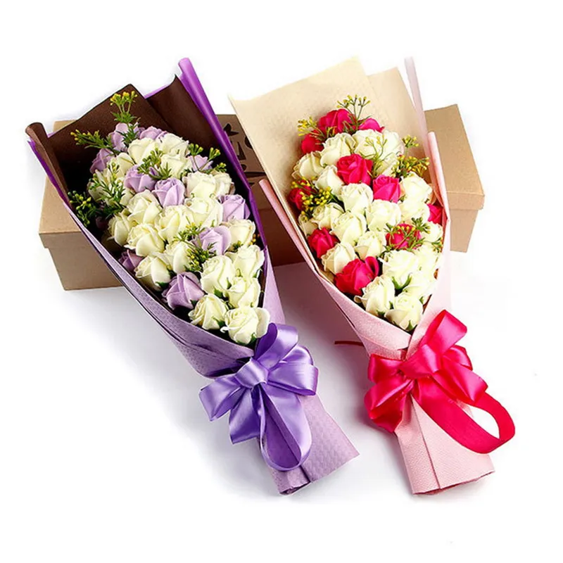 33Pcs/Set Scented Bath Soap Rose Soap Flower Petal with Gift Box For Wedding Valentine's Day