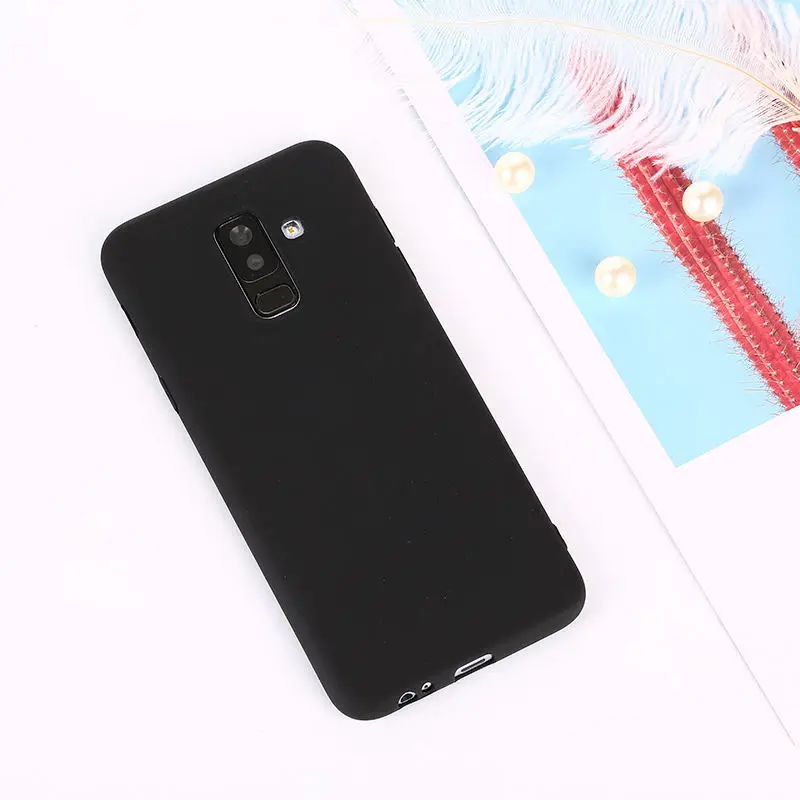 Чехлы для Samsung Galaxy A7 J4 J6 плюс J8 A6 A8 S9 S8 Plus Note 9 8 A3 A5 A7 J3 J5 J7 S7 мягкая Macaron Цвет крышка - Цвет: Black