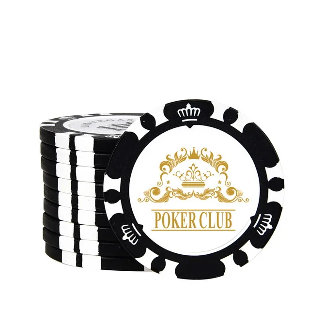 10 шт./лот Премиум глиняные чипы 14 г без значения шаблон высокого качества техасский холдем покер азартные игры чип казино - Цвет: Black