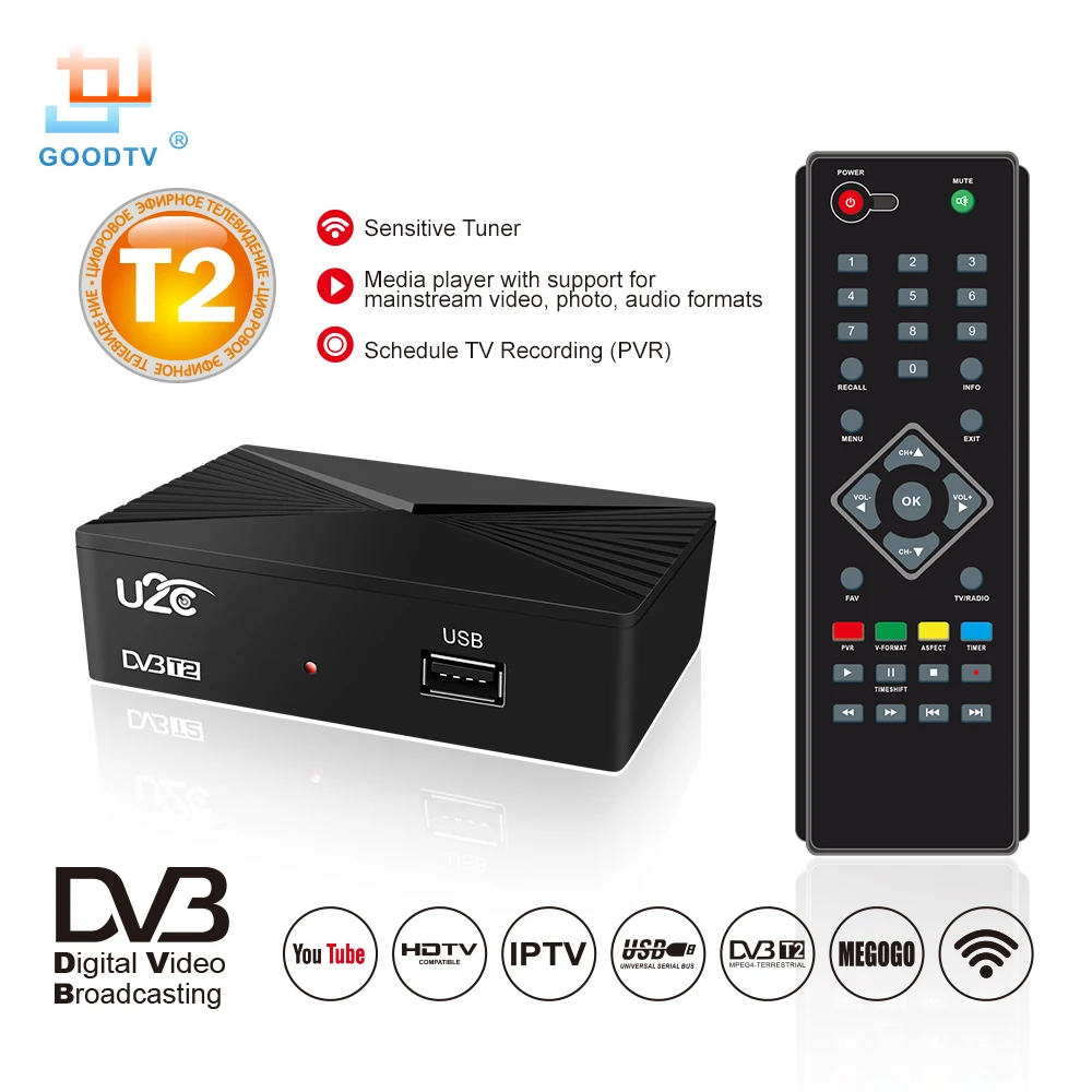 

U2C HDMI TV Receiver Tuner Dvb T2 Wifi Usb2.0 Full HD 1080P Dvb-t2 Tuner TV Box Dvbt2 Built-in Russian Manual European Power Sup