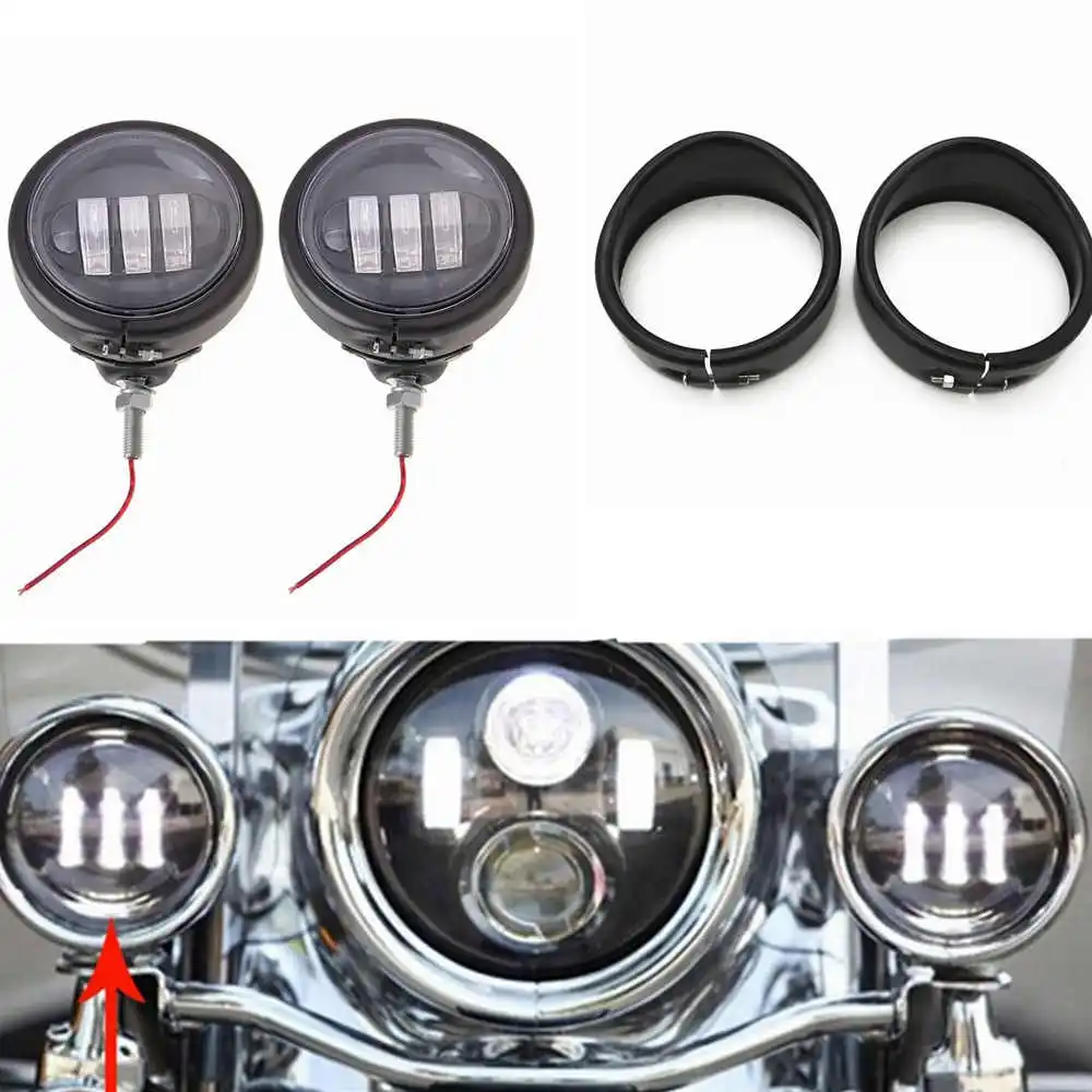 Visor Style Passing Lamp Trim Ring Set For Harley-Davidson 4.5 INCH FOG LAMP.CVjpg.j3pg.jpVg