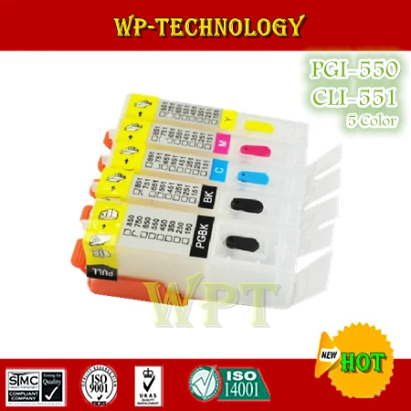 Vuoto Vestito Cartucce Refill Per Pgi550 Cli551, Vestito Per Canon Pixma Ip7250 Mg5450 Mx925 Mx725 Mg6450, 5 Colori Con Chip Arc