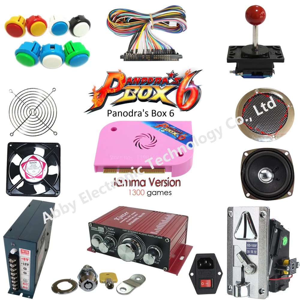 

5 kinds joysticks arcade kits with 1300 in 1 Jamma Arcade Game cartridge /jamma Multi game board support CRT and LCD for arcade