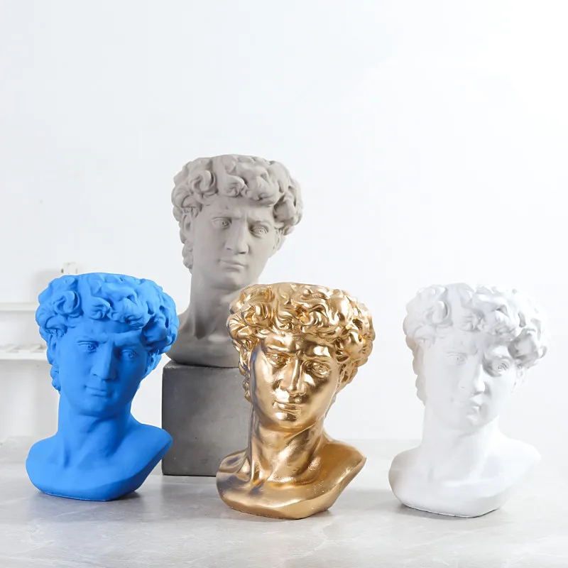 

Retro David Vase Bust Statues Flower Pot Art Sculpture Cement Art&Craft Home Decoration Accessories R124