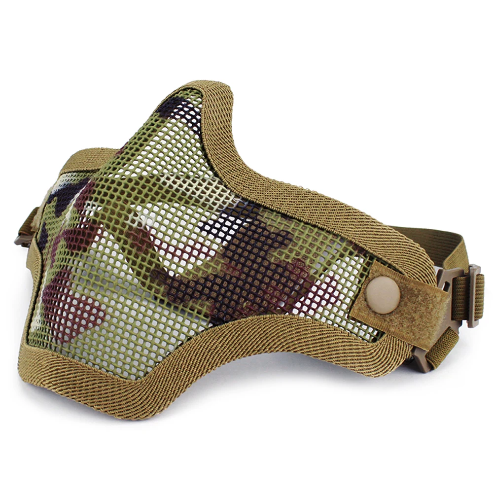 

ActionUnion Airsoft Skull Half Face Mask Tactical Metal Steel Mesh Net Wire Masks Protect Cycling Hunting Paintball CS