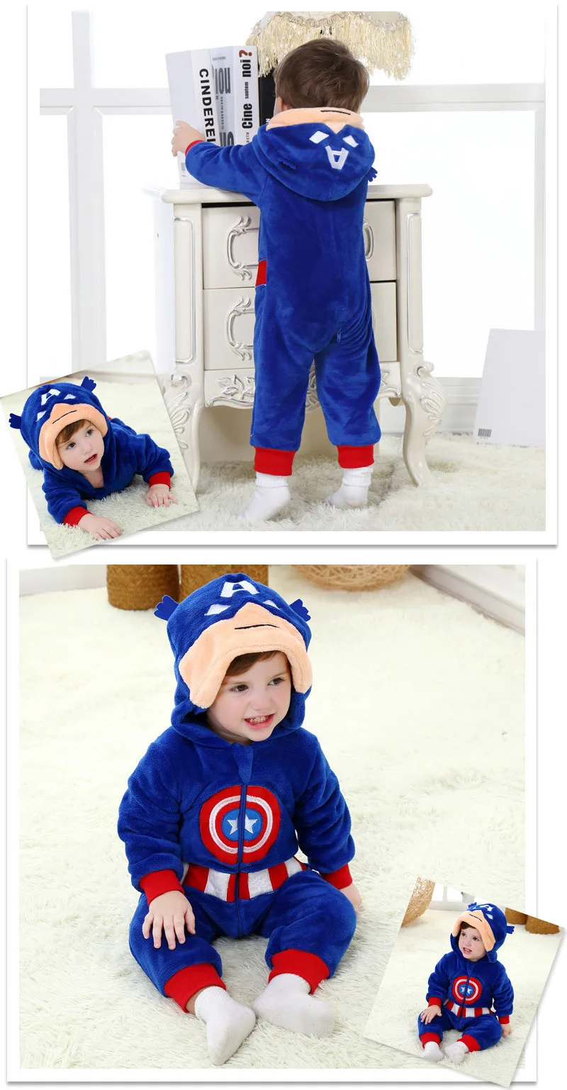 Newborn Baby Romper Animal Character Costume Long Sleeve Boys And Girls Clothes Warm Velvet Jumpsuit Boys Outwear Rompers 3-24M Baby Bodysuits Fur