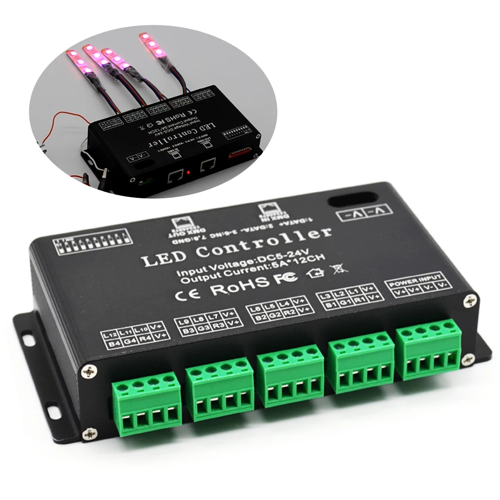

Dimmer DC5V-24V LED Controller RGB Accessories High Power Effective Module Constant Driver DMX Decoder Durable 12 Channels