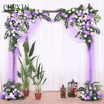 

New wedding Artificial flower background layout pre-function area sign-in desk outdoor wedding simulation flower row road lead