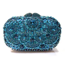 Хрустальная вечерняя сумочка клатч модная вечерняя сумка сумочка Сумочка на цепочке свадебная сумочка мини-Женская сумочка голубого цвета(88304-E