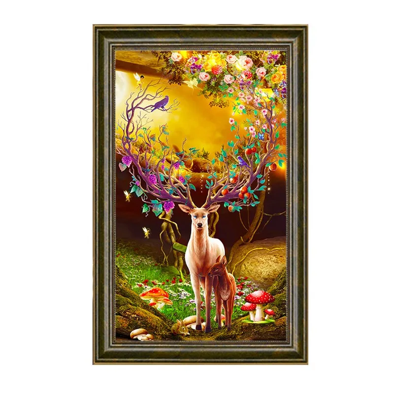 Forest Deer Animal Nordic Handmade Needlework Embroidery DIY Cross Stitch Kits Crafts 14CT Unprinted Home decor wall Arts | Дом и сад