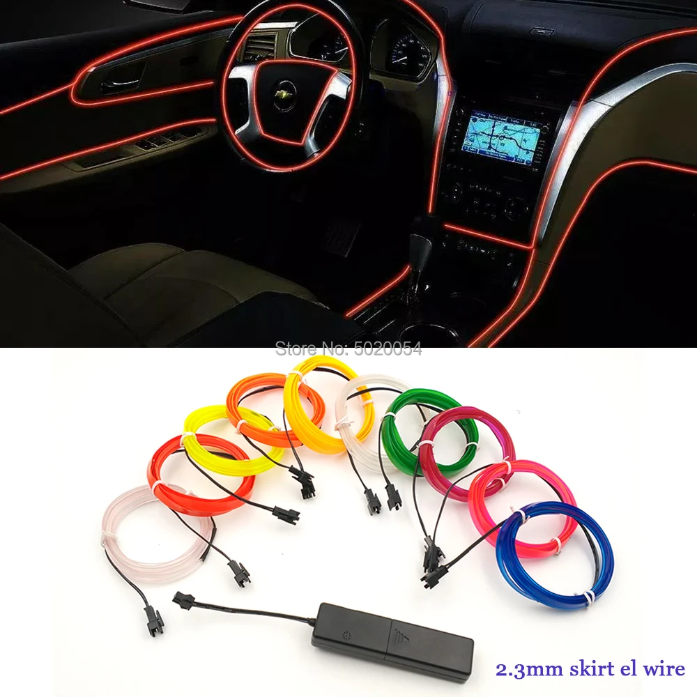 

DC3V Sound Activated Controller Flexible Glow EL Wire Rope Tube Cable 2.3mm-Skirt Car Decor Neon Light Line