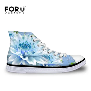 

FORUDESIGNS Fashion Flower Printing High Top Women Canvas Vulcanize Shoes Flats Casual Women's Sneakers Floral Style Female 2018