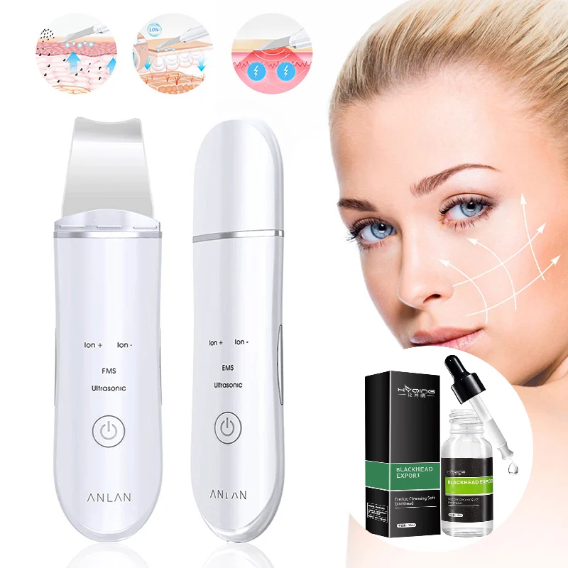 ANLAN Ultrasonic Skin Scrubber Peeling Vibration Blackhead Removal Skin Scrubber Exfoliating Pore Facial Clean Machine Recharge