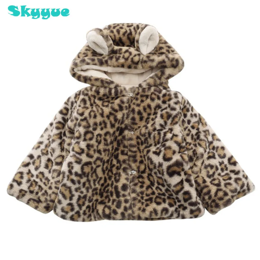 

Free shipping baby leopard clothes winter kids fur coat kids leopard jacket cute coats for kids toddler girl coats